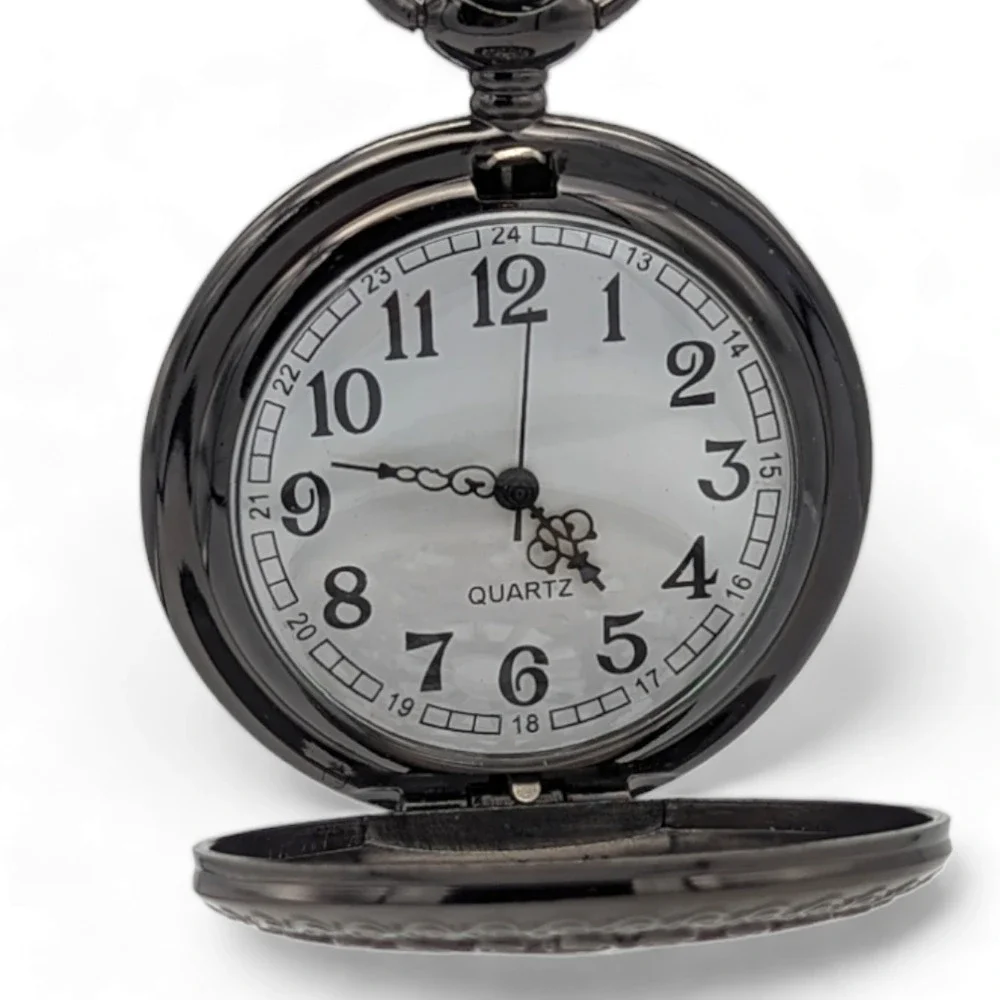 Pocket Watch NEW Black Cutout Spiderweb Gift Vintage Look - Picture 3 of 6